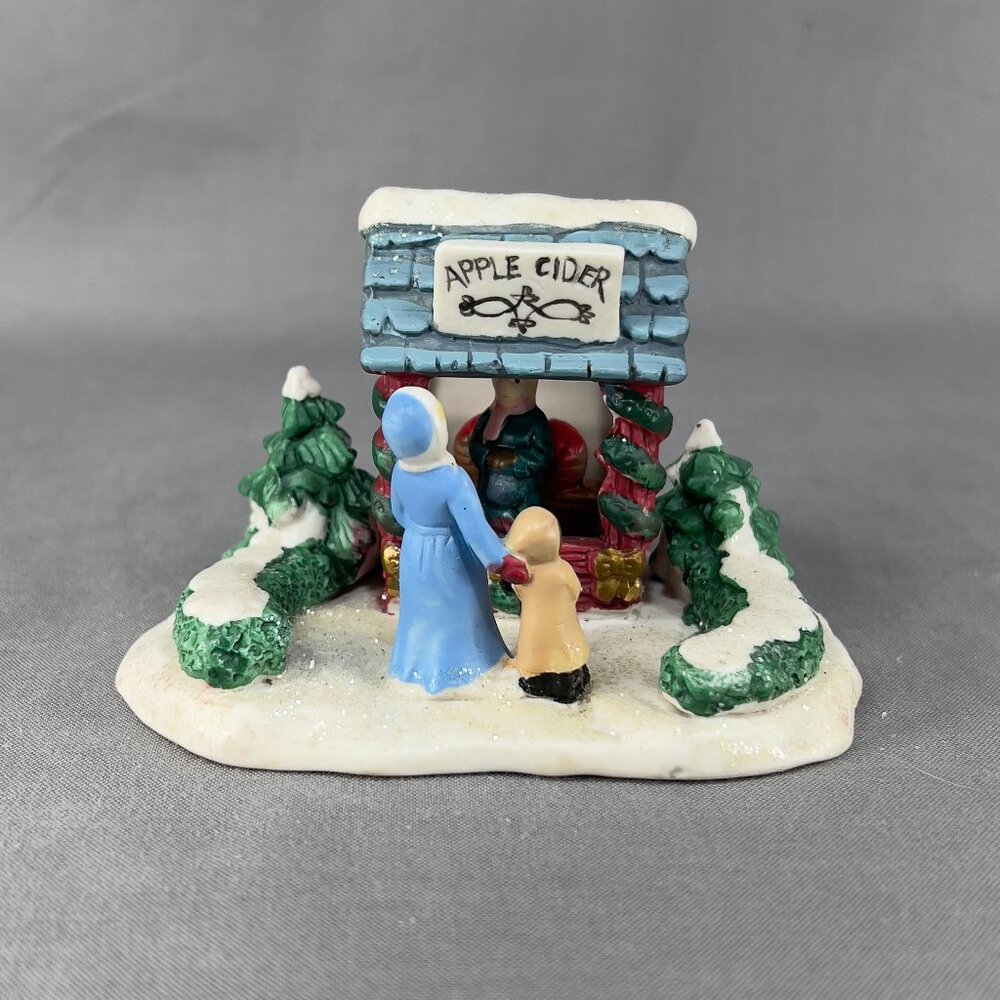 Cobblestone Corners Ceramic Apple Cider Stand Figurine Christmas Holiday Y2K
